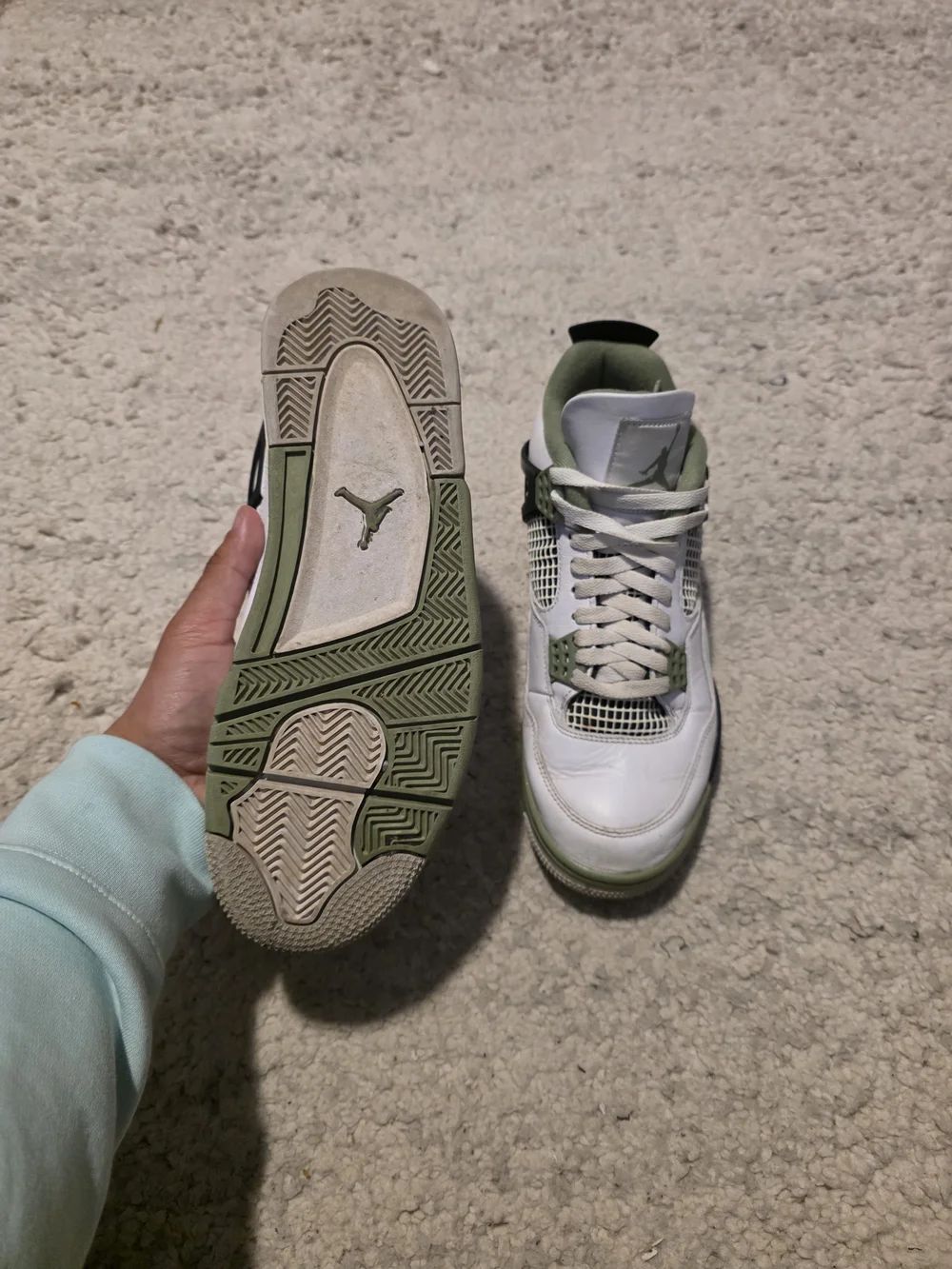 Jordan Men’s White and Olive Green Basketball Sneakers